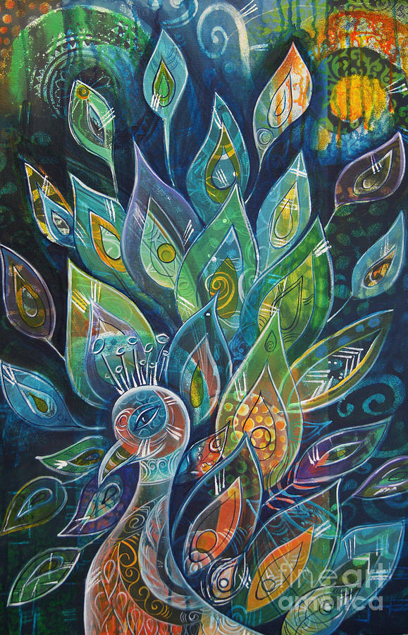 Peacock Strut Painting by Reina Cottier