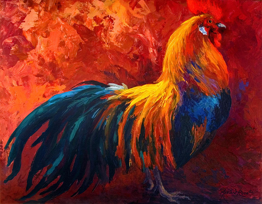 Rooster Painting - Strutting His Stuff by Marion Rose