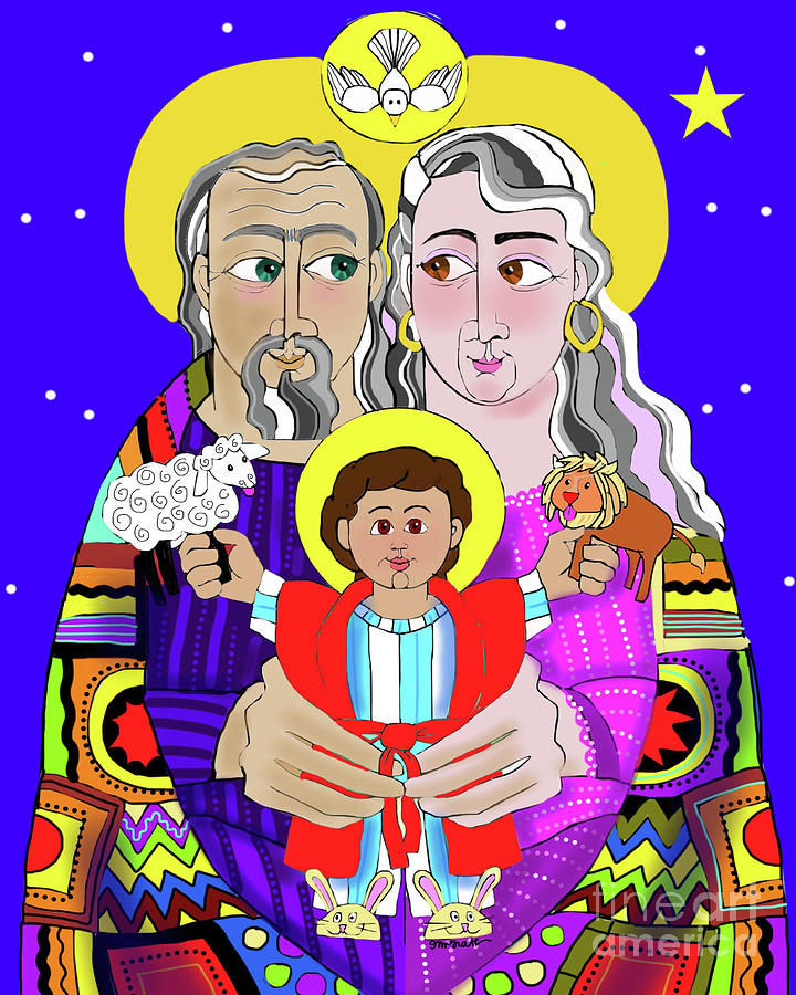 Sts. Ann and Joachim, Grandparents with Jesus - MMJAG Painting by Br Mickey McGrath OSFS