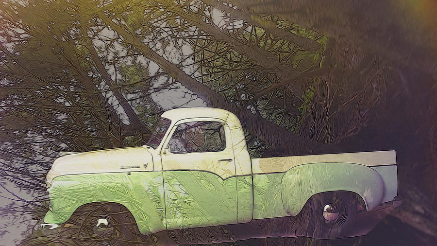 Studebaker in the trees Digital Art by Cathy Anderson
