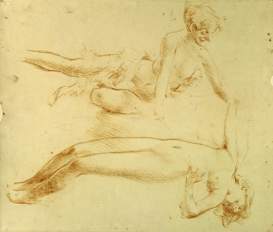 Studies for the Groups of the two Maenads and the Silenus Drawing by Robert Frederick Blum