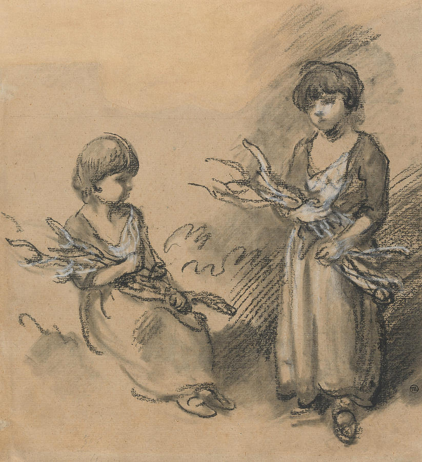 Studies of Girls Carrying Faggots Drawing by Thomas Gainsborough
