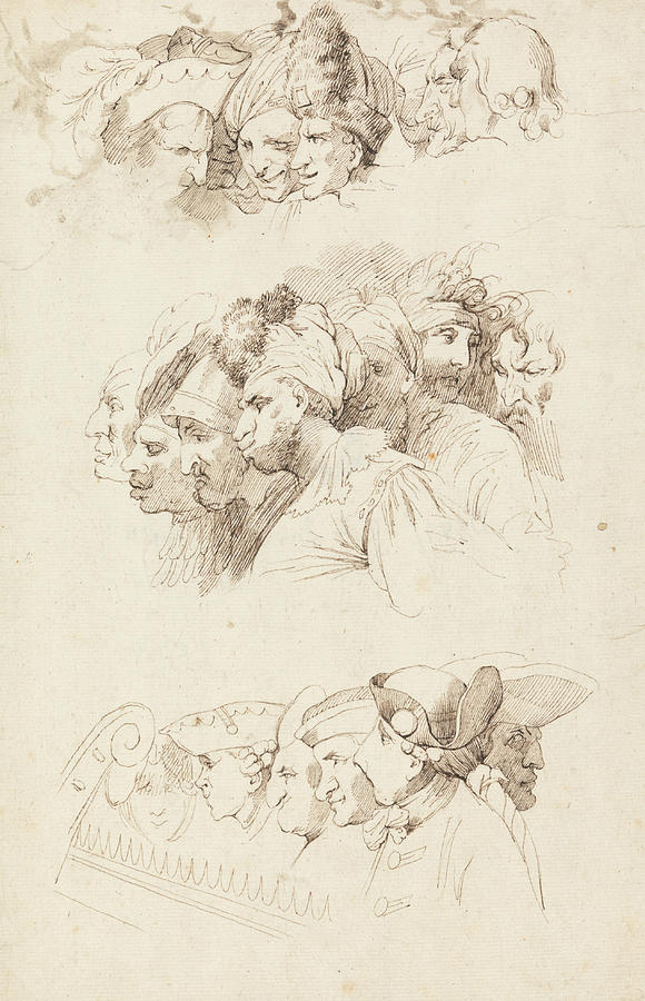 Studies of Groups of Heads Drawing by John Hamilton Mortimer