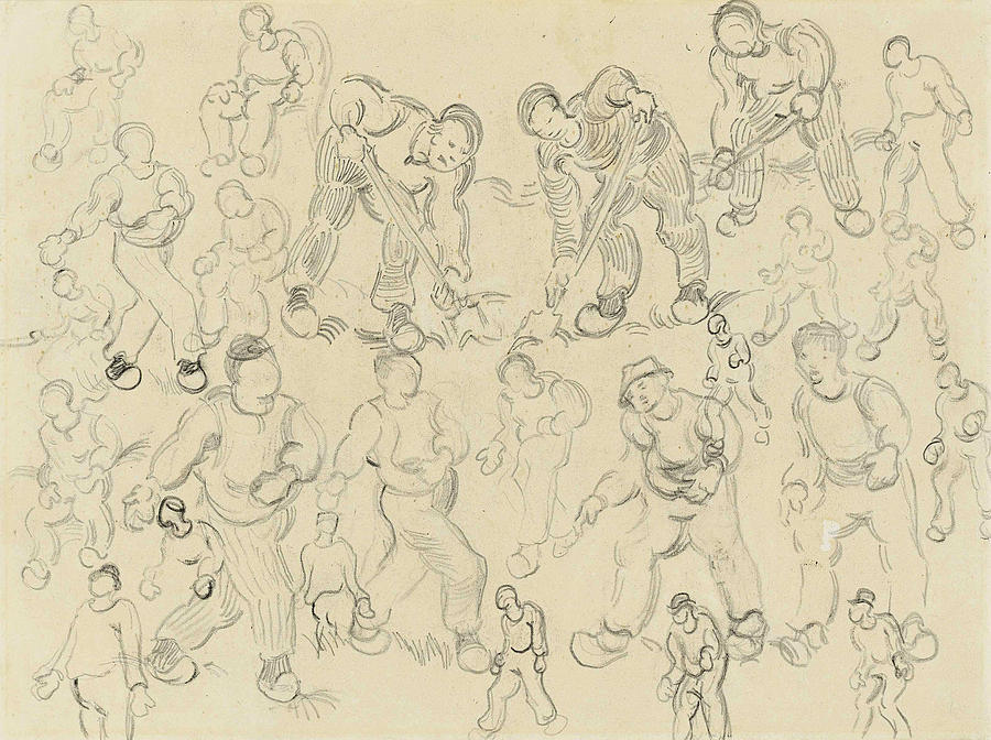 Studies of Peasants Working. Sowers and Diggers Drawing by Vincent van Gogh
