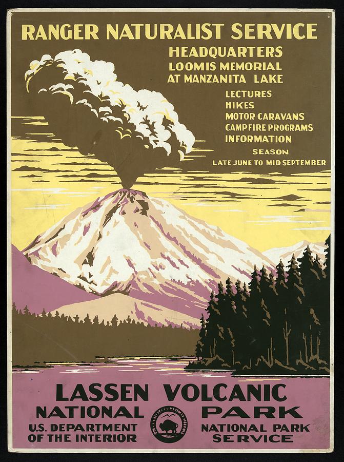 Lassen Volcanic National Park - Vintage Poster Painting by Studio Grafiikka