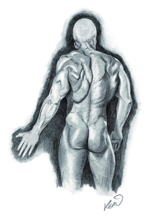 Nude Man Drawing - Studio Man by Kern Frost