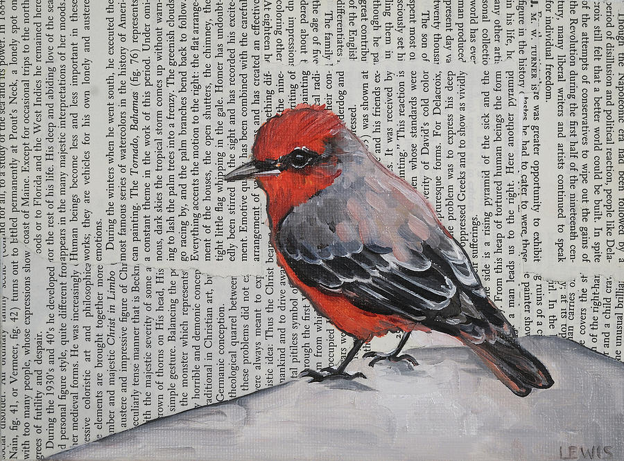 Bird Mixed Media - Studious Flycatcher by Anne Lewis