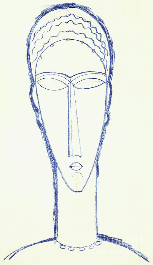 Study for a Head for a Sculpture Drawing by Amedeo Modigliani