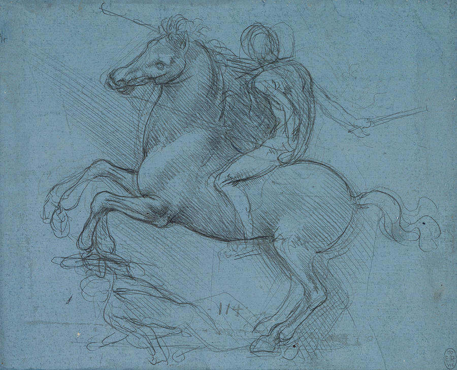 Study for an Equestrian Monument  #1 Drawing by Leonardo da Vinci