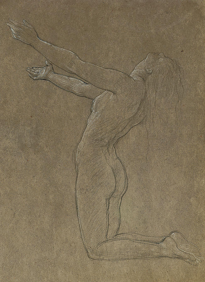 Frederic Leighton Drawing - Study for Clytie by Frederic Leighton