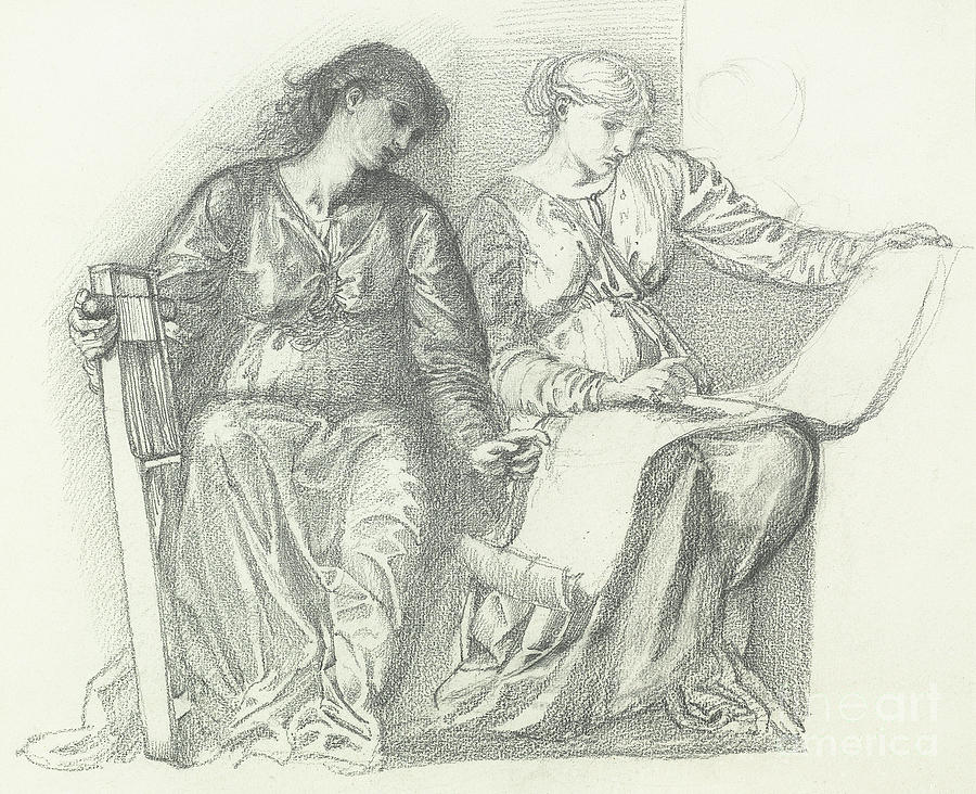 Portrait Drawing - Study for Music by Edward Burne-Jones