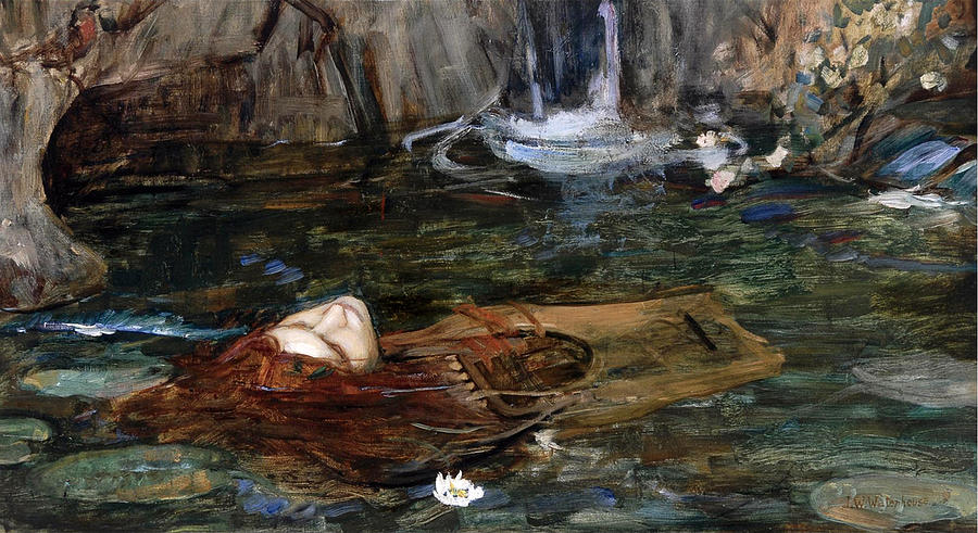 Study for Nymphs finding the Head of Orpheus Painting by John William Waterhouse