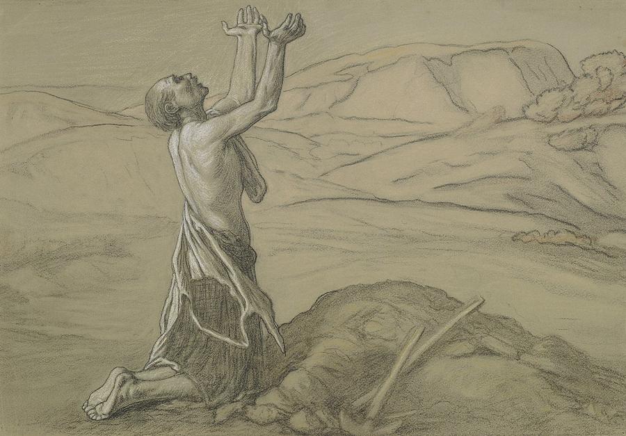 Study for Prayer for Death in the Desert Painting by Elihu Vedder