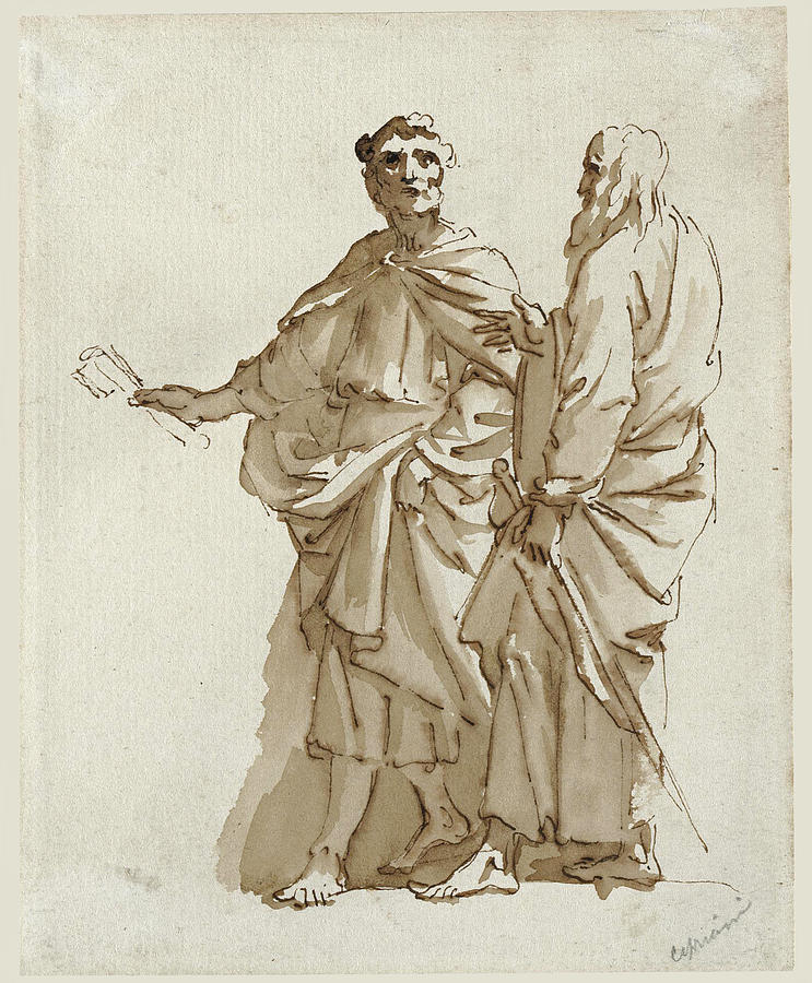 Giovanni Battista Cipriani Drawing - Study for Saint Peter and Paul by Giovanni Battista Cipriani