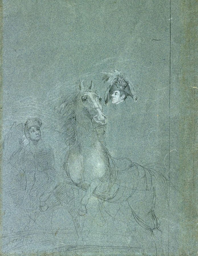 Study for the Battle of the Pyrenees Drawing by John Singleton Copley
