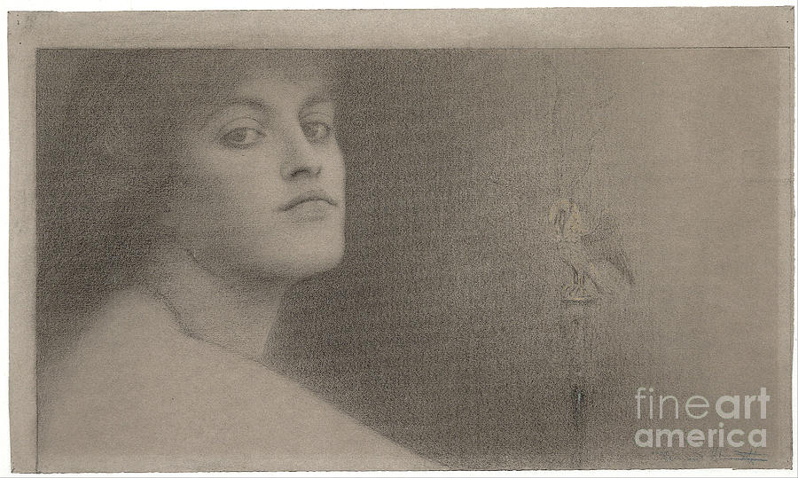 Fernand Khnopff Painting - Study for The Offering by Celestial Images