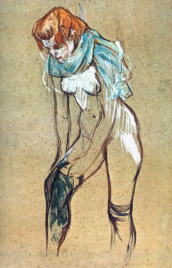 Henri De Toulouse Lautrec Painting - Study for Woman Putting on her Stocking by Henri de Toulouse-Lautrec