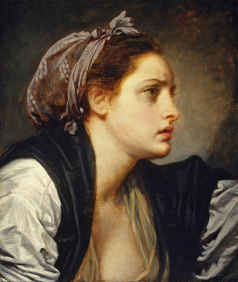 Study Head of a Woman Painting by Jean-Baptiste Greuze