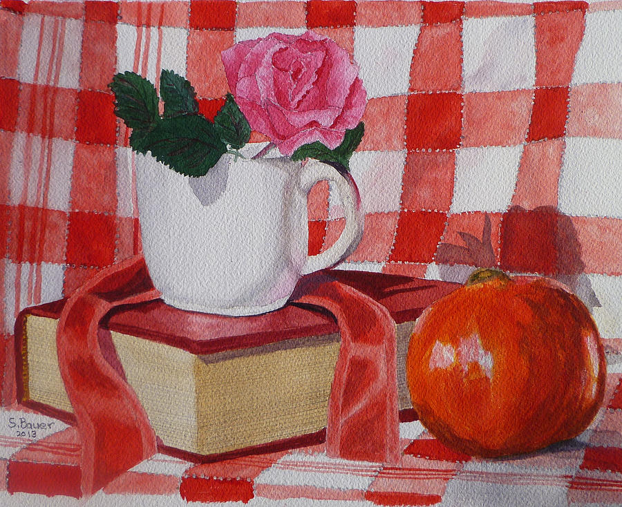 Study in Red and White Painting by Susan Bauer