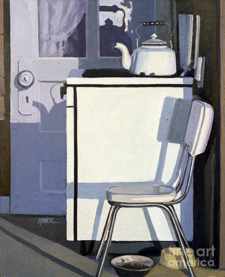 Gas Stove Painting - Study in White Enamel by Donald Maier