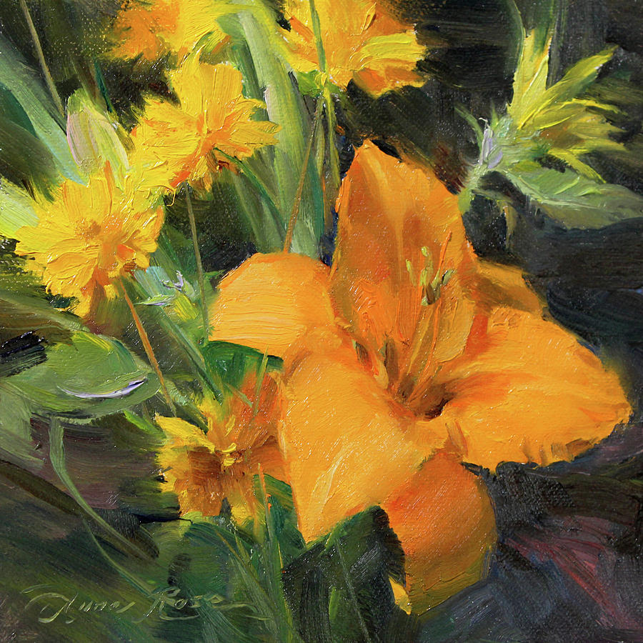 Lily Painting - Study in Yellow by Anna Rose Bain