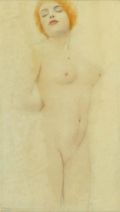 Study Nude Drawing by Fernand Khnopff