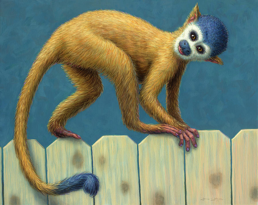 Study of a Cute Monkey Painting by James W Johnson