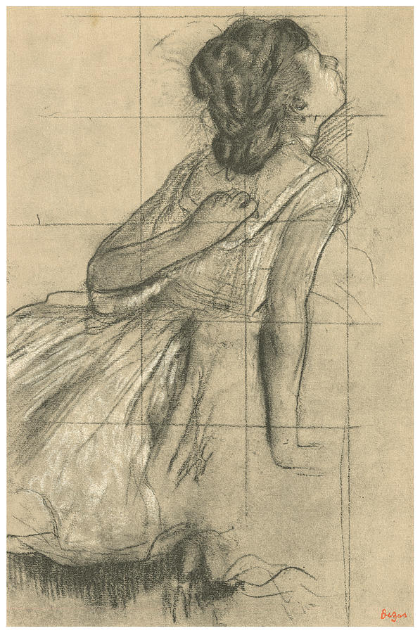 Edgar Degas Drawing - Study of a Dancer Scratching Her Back by Edgar Degas