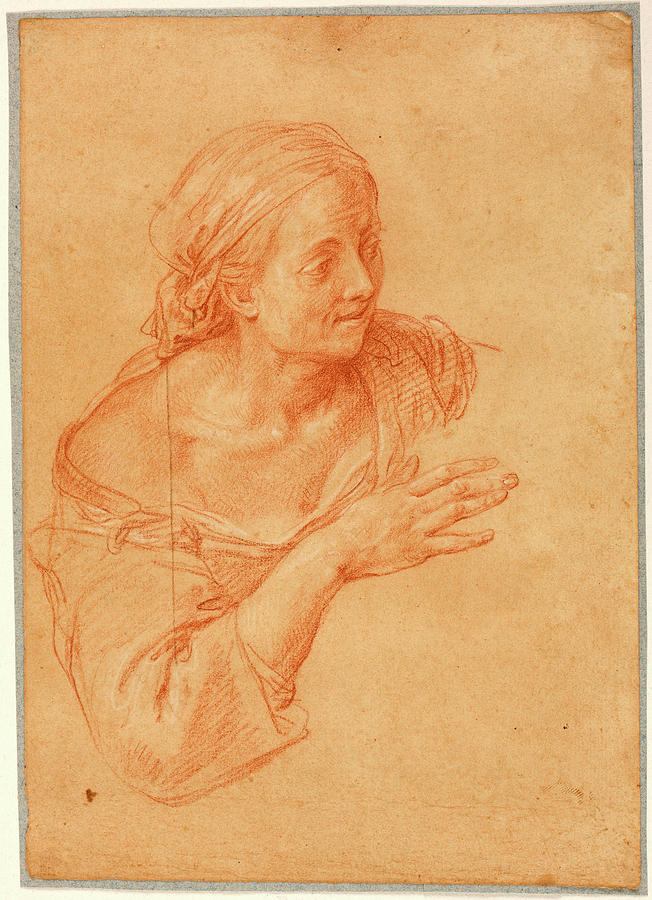 Study of a Female Figure Drawing by Pompeo Batoni