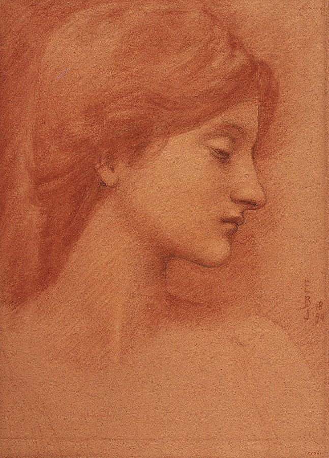 Burne-jones Drawing - Study of a Female Head by Edward Burne-Jones