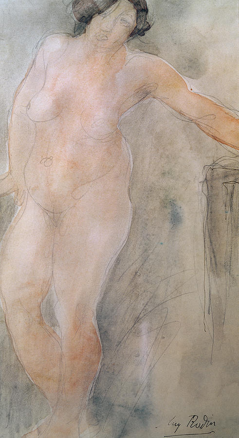 Study of a Female Nude Painting by Auguste Rodin