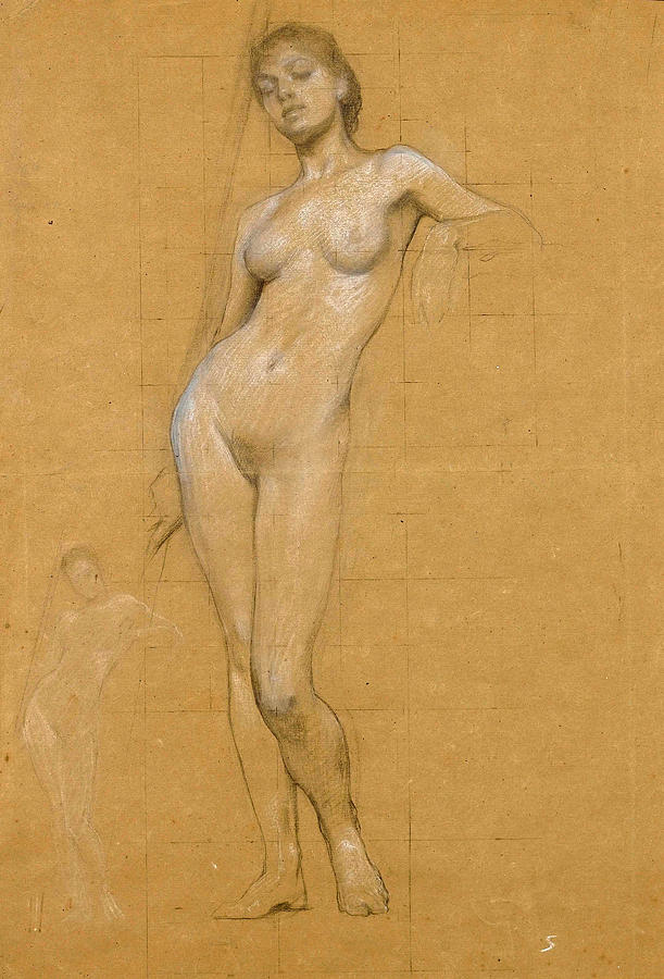 Study of a female nude Drawing by Herbert James Draper