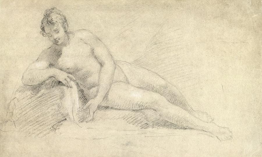Nude Drawing - Study of a Female Nude  by William Hogarth