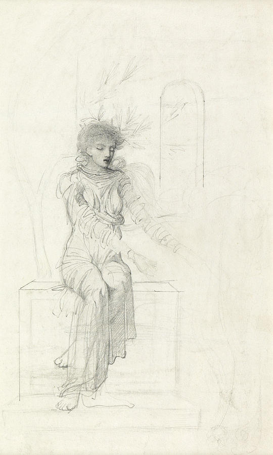 Study of a seated woman Drawing by John Melhuish Strudwick
