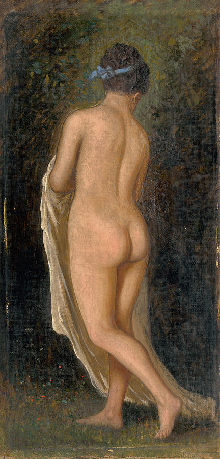 Study of a Standing Female Nude Painting by Eduard Majsch