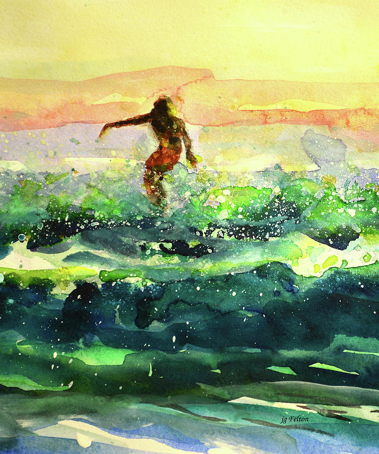Beach Painting - Study of a surfer 1 by Julianne Felton