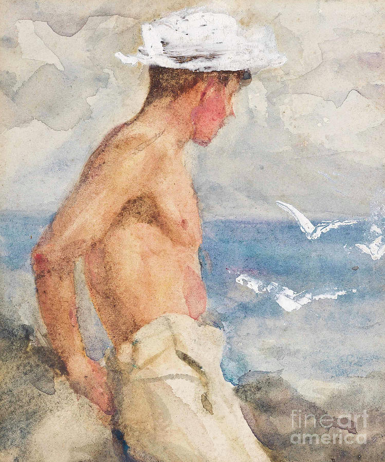 Henry Scott Tuke Painting - Study of a young man looking out to sea by Henry Scott Tuke