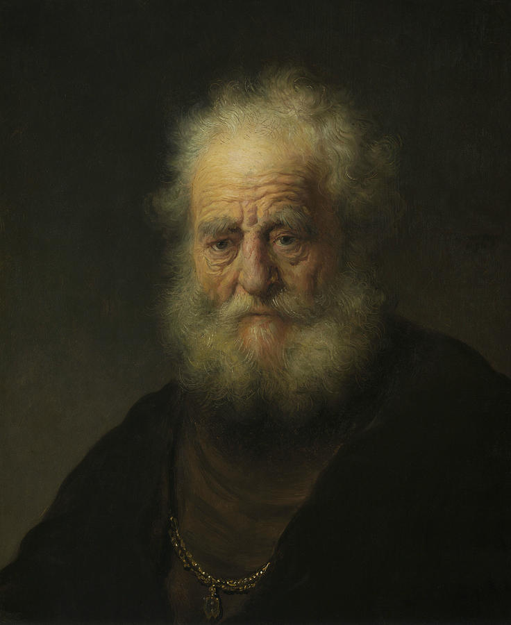 Study of an Old Man with a Gold Chain Painting by Rembrandt