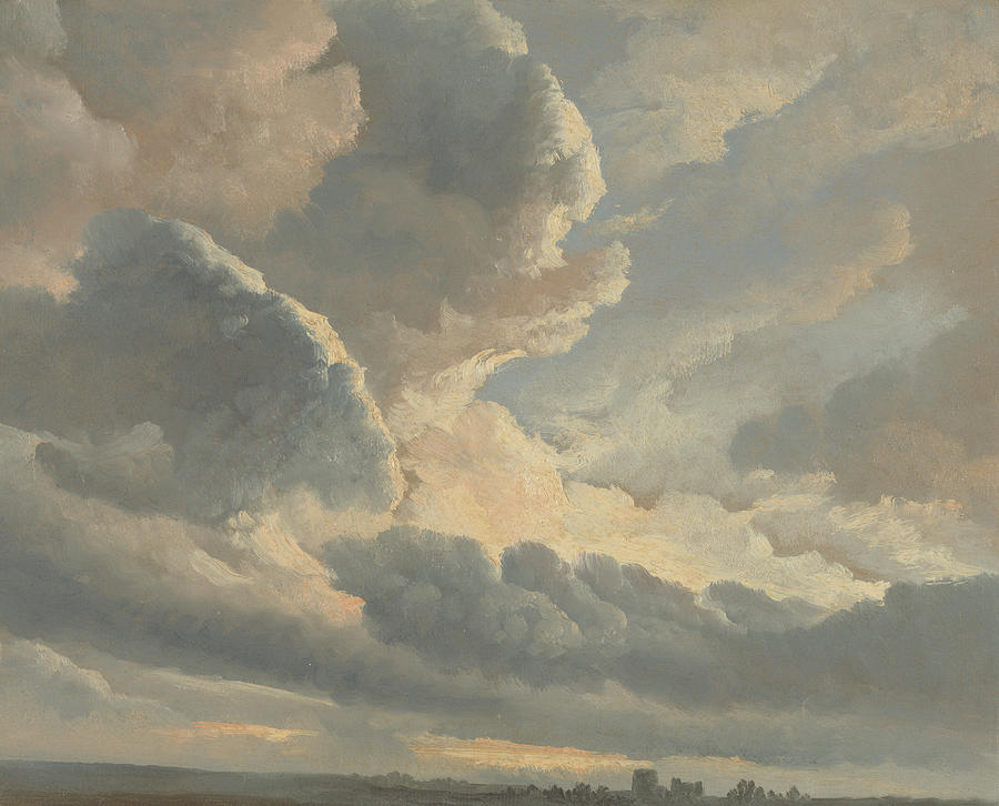 Nature Painting - Study of Clouds with a Sunset near Rome by Simon Alexandre Clement Denis