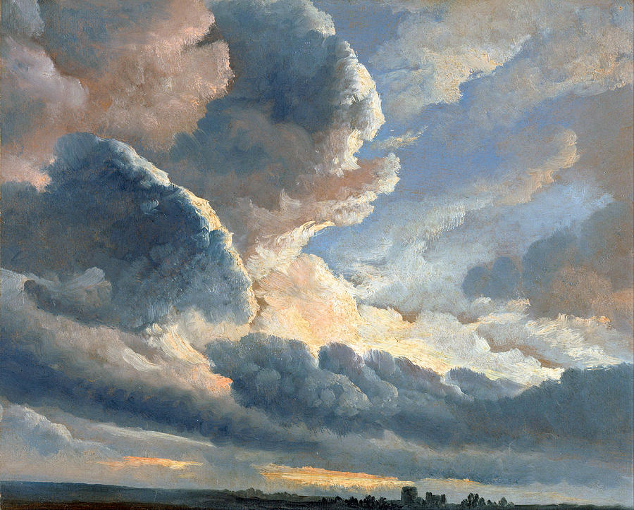 Study of Clouds with a Sunset near Rome Painting by Simon Denis
