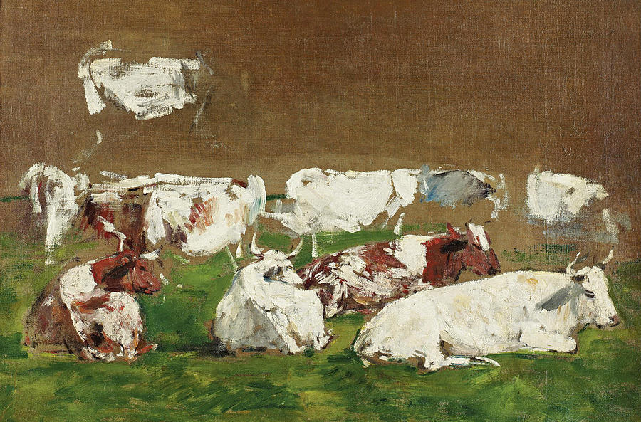 Study of Cows Painting by Eugene Boudin