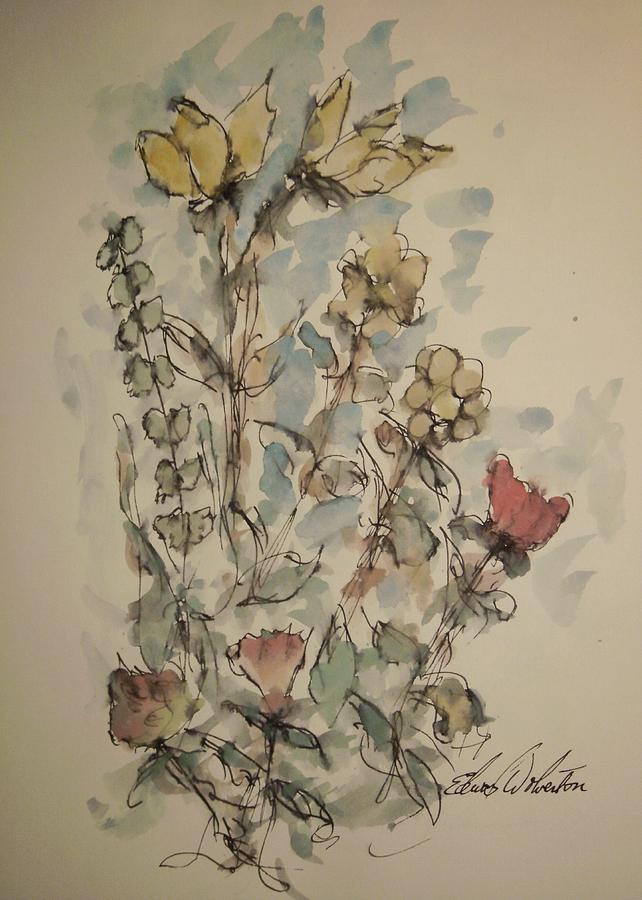 Study Of Flowers O Painting by Edward Wolverton