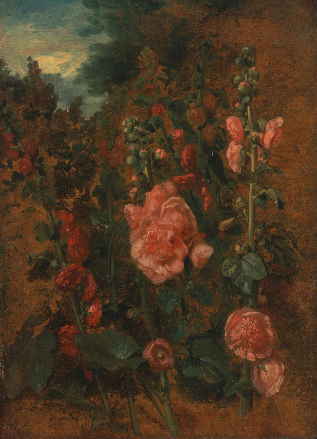 Study of Hollyhocks  Painting by John Constable