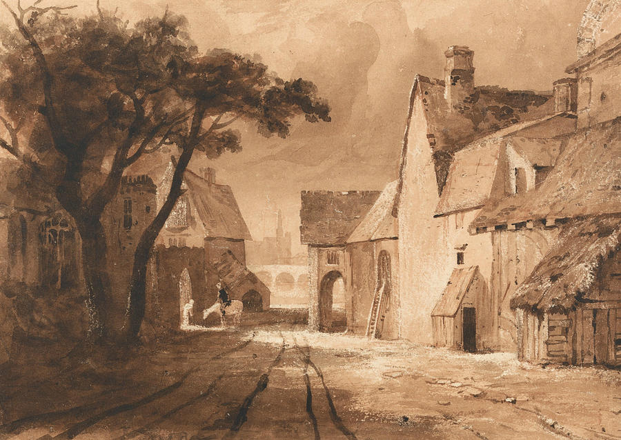 Study of Old Buildings Drawing by Samuel Palmer