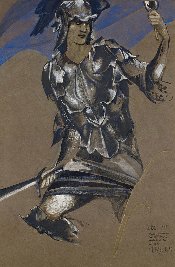 Burne-jones Drawing - Study of Perseus in Armour for the Finding of Medusa by Edward Burne-Jones