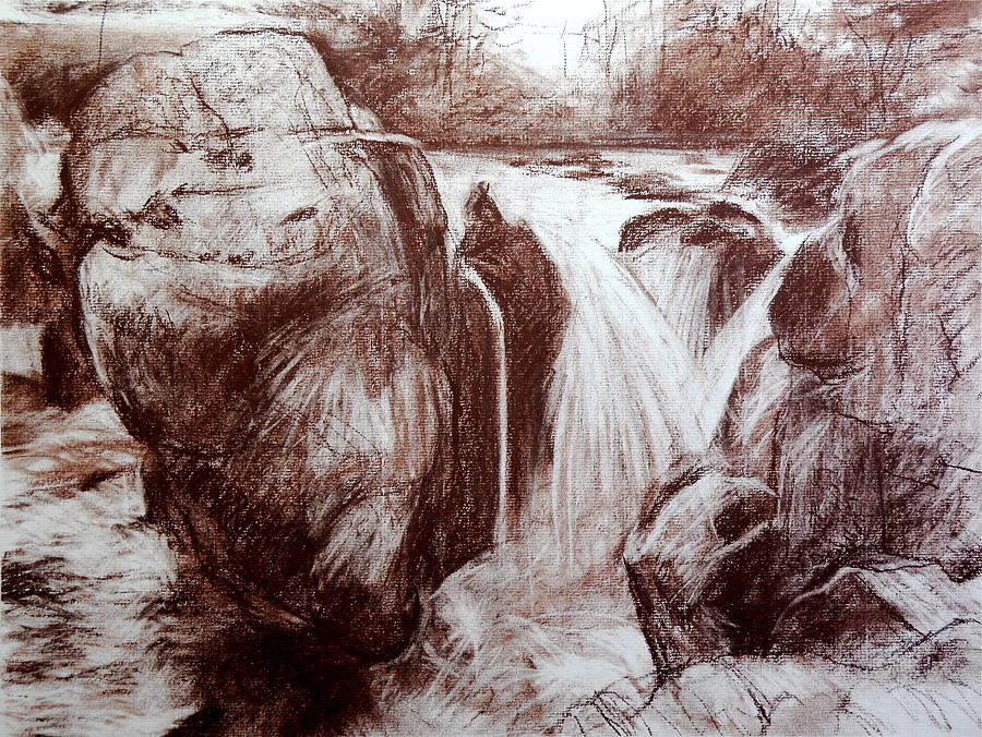 Study of Rocks at Betws-y-Coed Drawing by Harry Robertson