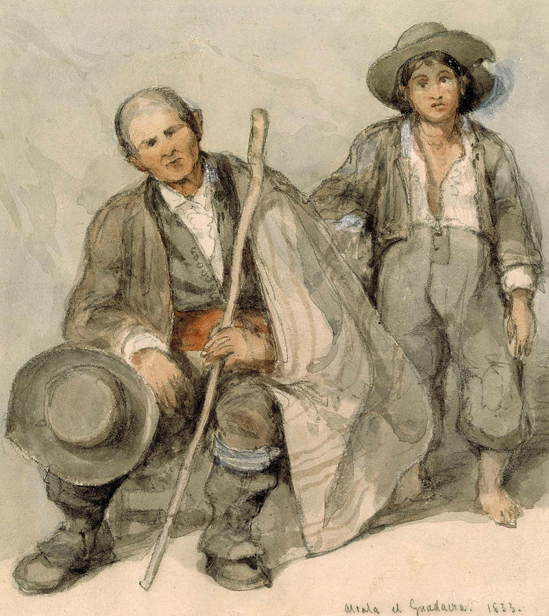 Study of Spanish Peasants at Alcala el Guadaira Painting by David Roberts