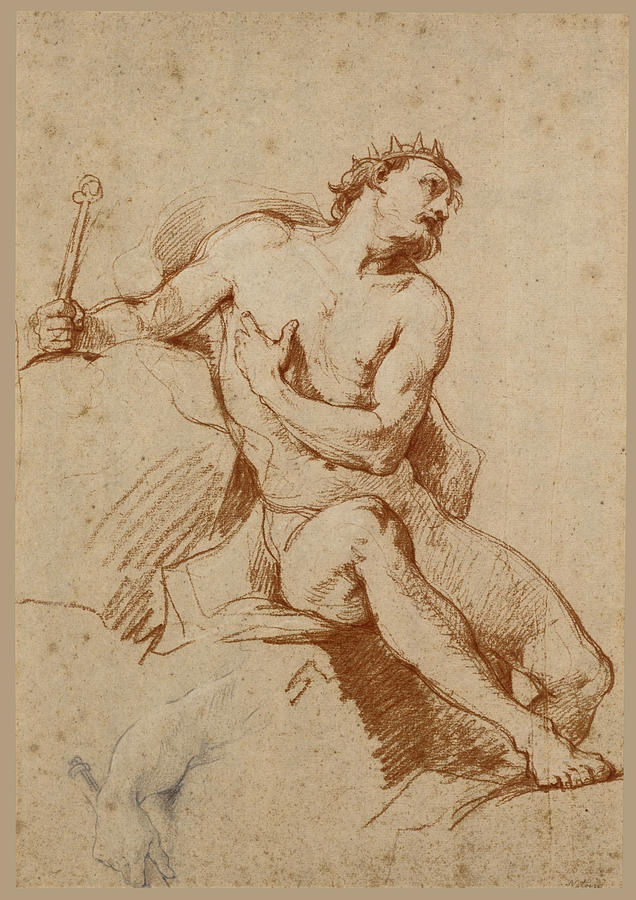 Study of the Figure of Aeolus and a Study of his Hand Drawing by Charles-Joseph Natoire