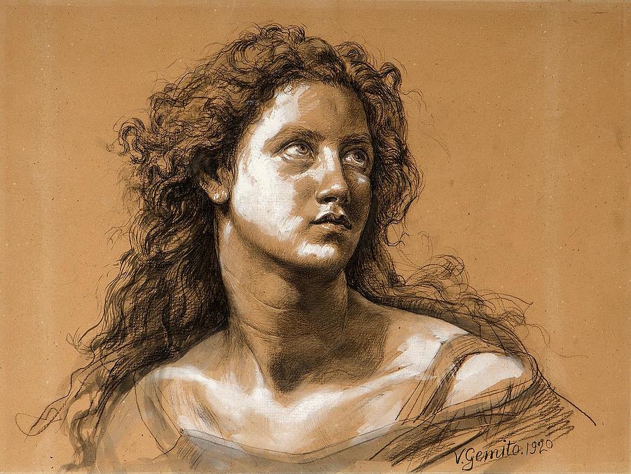 Study of the Head of a Young woman Painting by MotionAge Designs | Fine ...