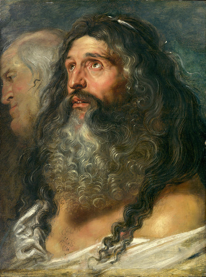 Peter Paul Rubens Painting - Study of Two Heads by Peter Paul Rubens